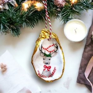 Fancy Deer Oyster Shell Ornament